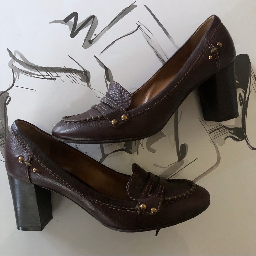 Chloe Brown Grain leather heels pumps size 39